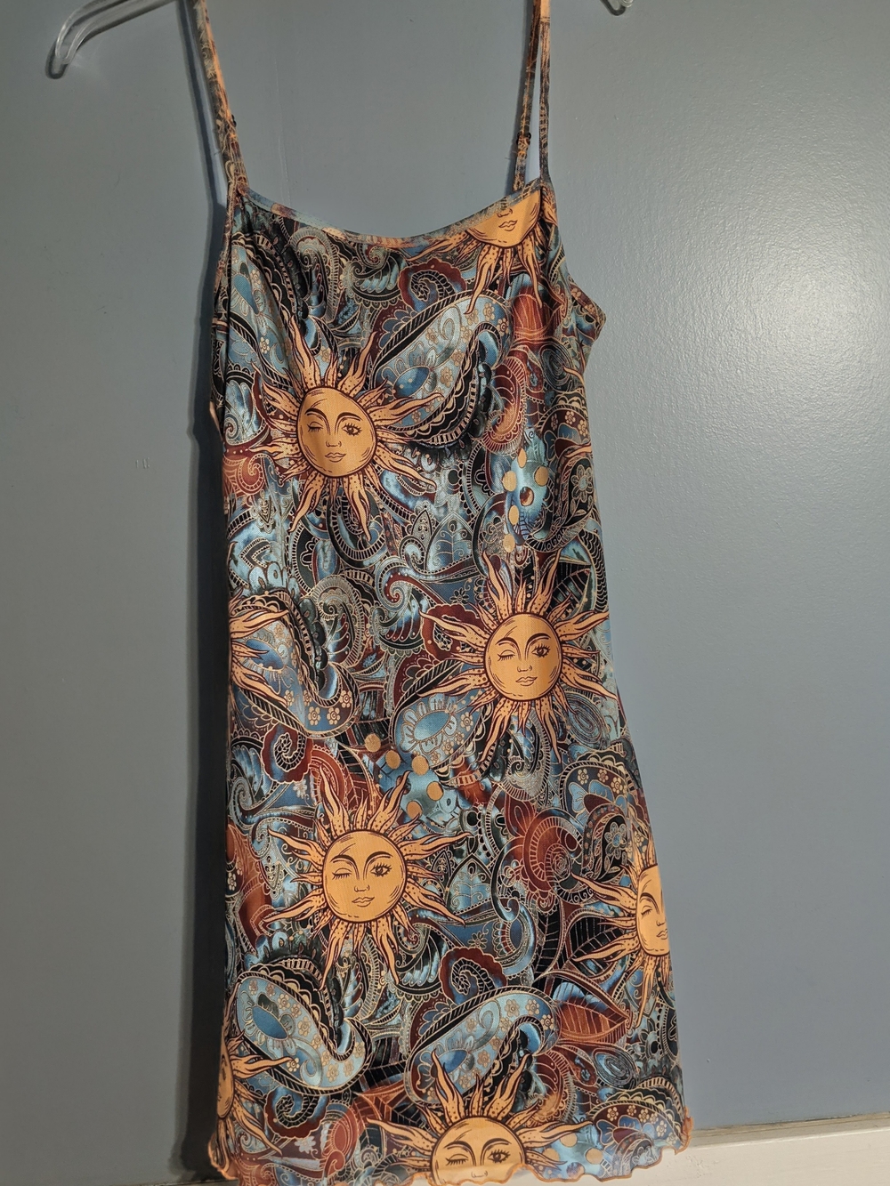 SHEIN Blue and Yellow Sunprint Mini Dress